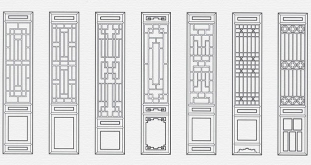 板桥镇常用中式仿古花窗图案隔断设计图